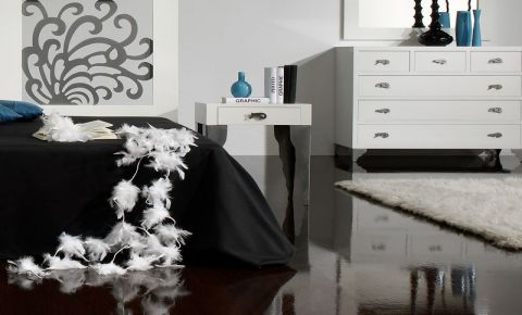 Mesa de noche moderna color blanco